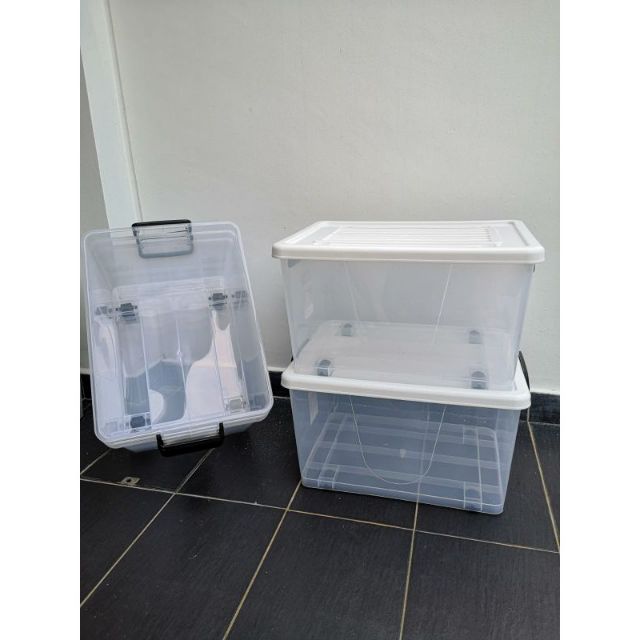 Transparent Plastic Storage Box 50L Big Capacity Stackable Storage