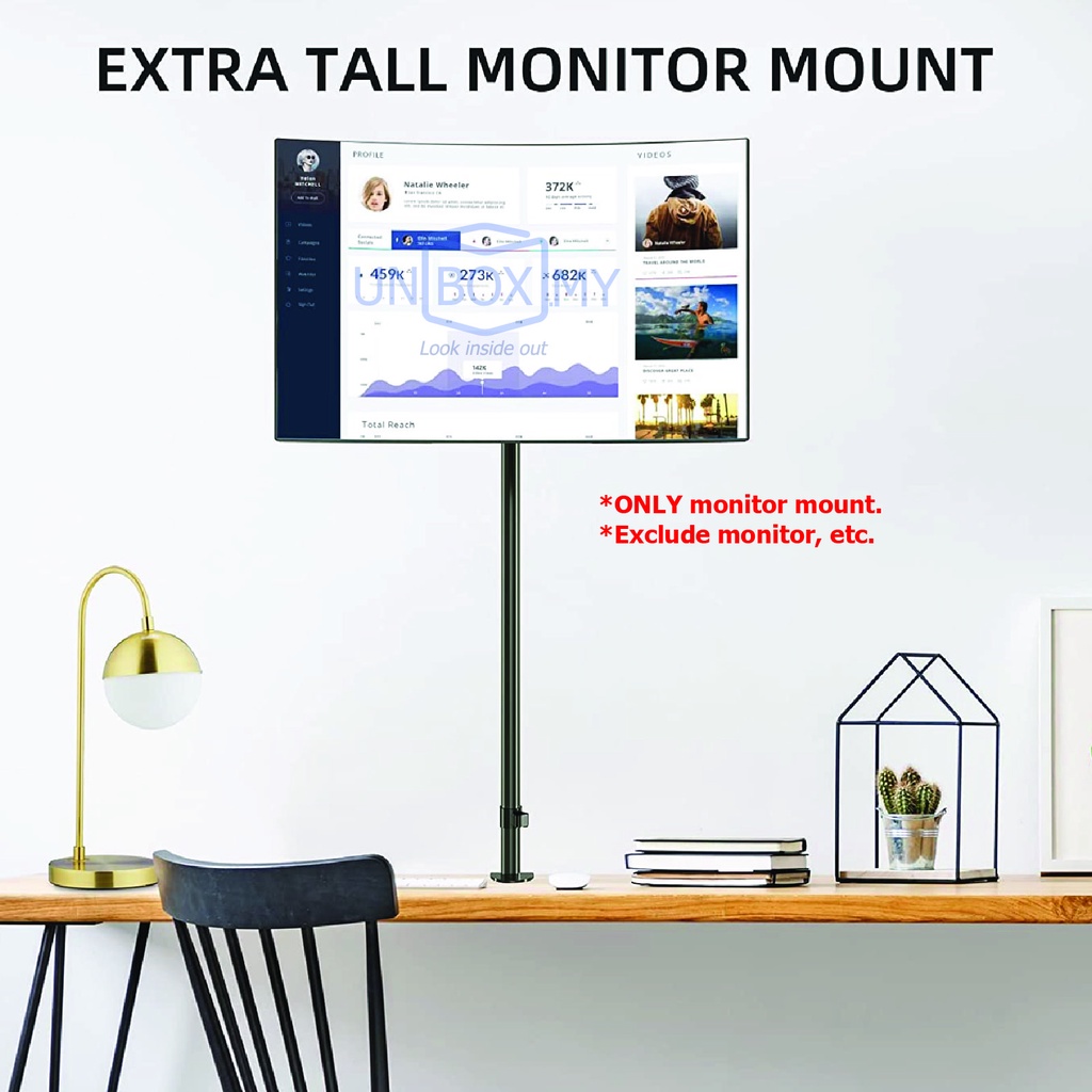 Extra Tall Monitor Mount 80cm Height Pole Vertical Upright Monitor