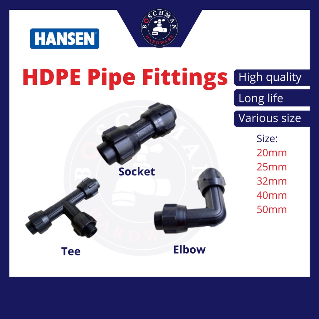 HANSEN Fittings Connector Pipe & Fitting System Poly pipe fittings HDPE