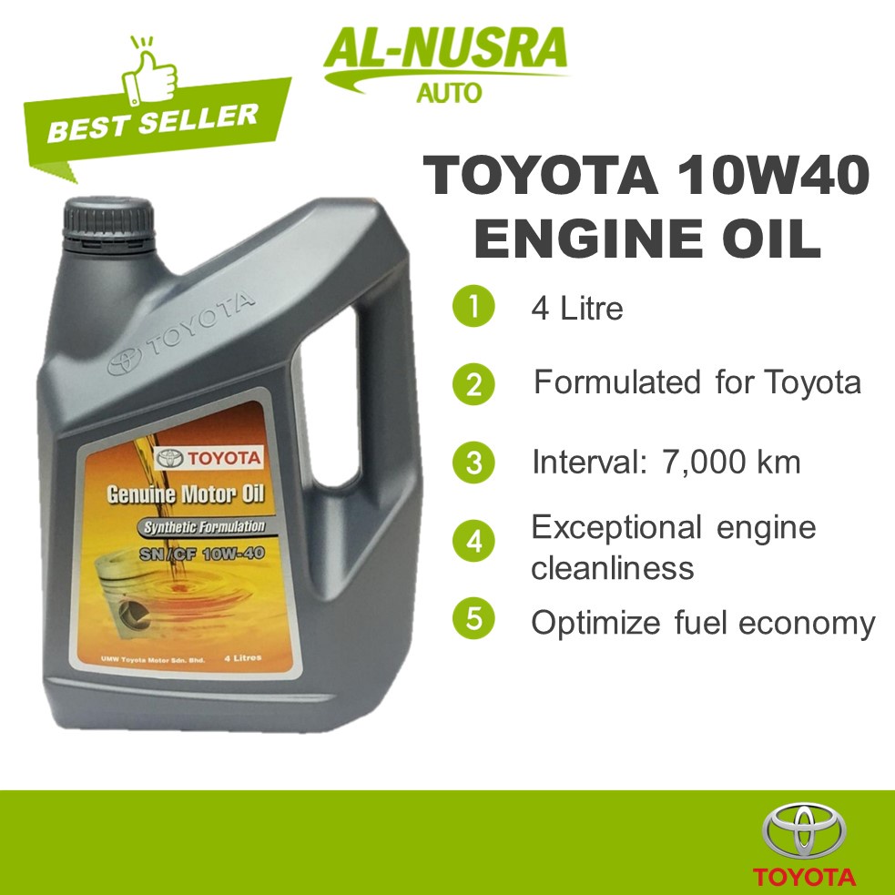 TOYOTA 10W40 ENGINE OIL 4L MINYAK HITAM SEMI SYNTHETIC 10W40 MINYAK