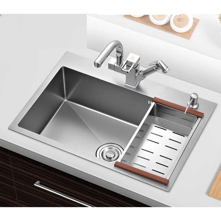 [Buy 1 FREE 7] 304 Silver Kitchen Sink Stainless Steel Seamless Welding