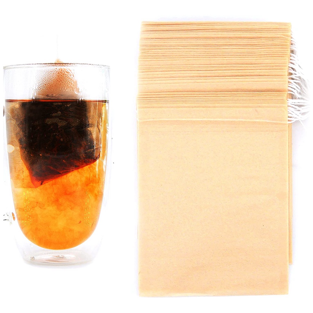 100Pcs Natural Wood Pulp Tea Bags Disposable Tea Filter Bags Empty Teabags for Loose Tea Eco