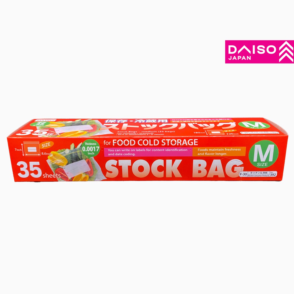DAISO No392 Stock Bag For Food Cold Storage M Size 35 sheets Shopee