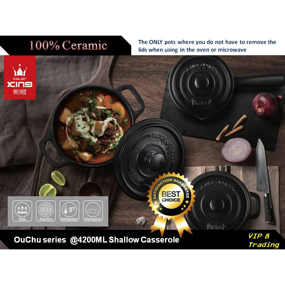 Color King Stock Pot Hot Pot Microwave Oven Safe 4200ml 100 Ceramic