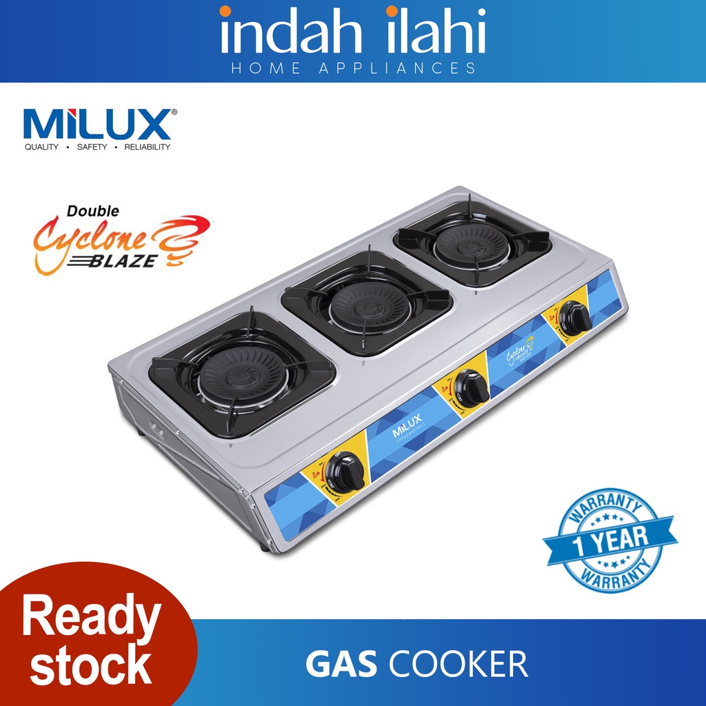 Milux Stainless Steel Gas Stove MSS1233 (Triple Burner) Shopee Malaysia
