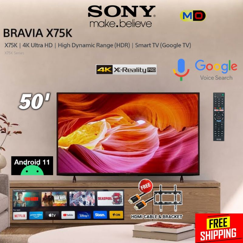 Sony TV Android 50 Inch 4K HDR Android TV / Google TV KD50X75 / KD