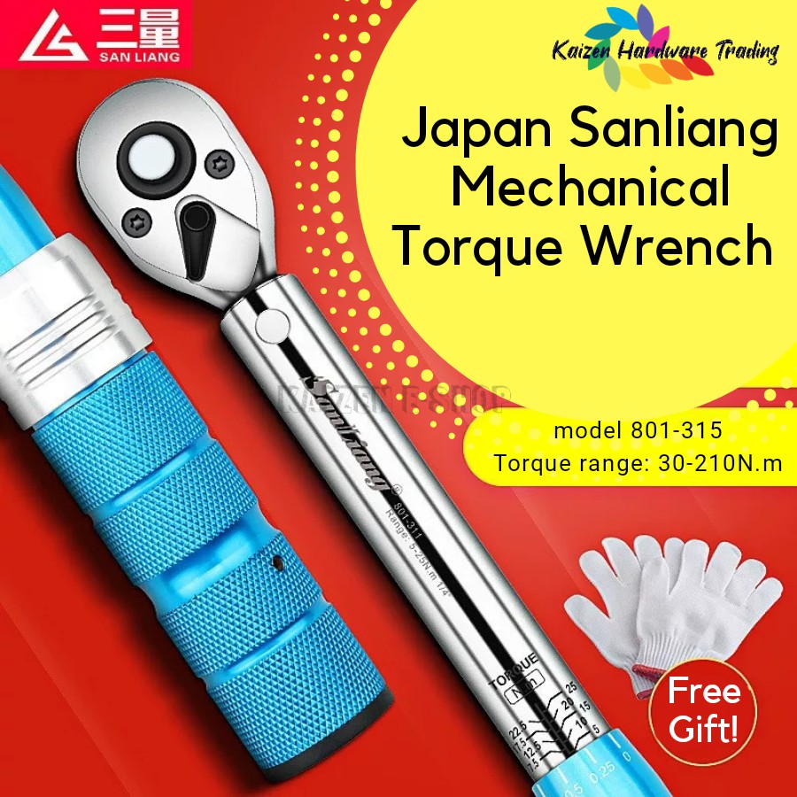 Japan Grade Sanliang 1/2" Mechanical Torque Wrench Model 801315 Torque