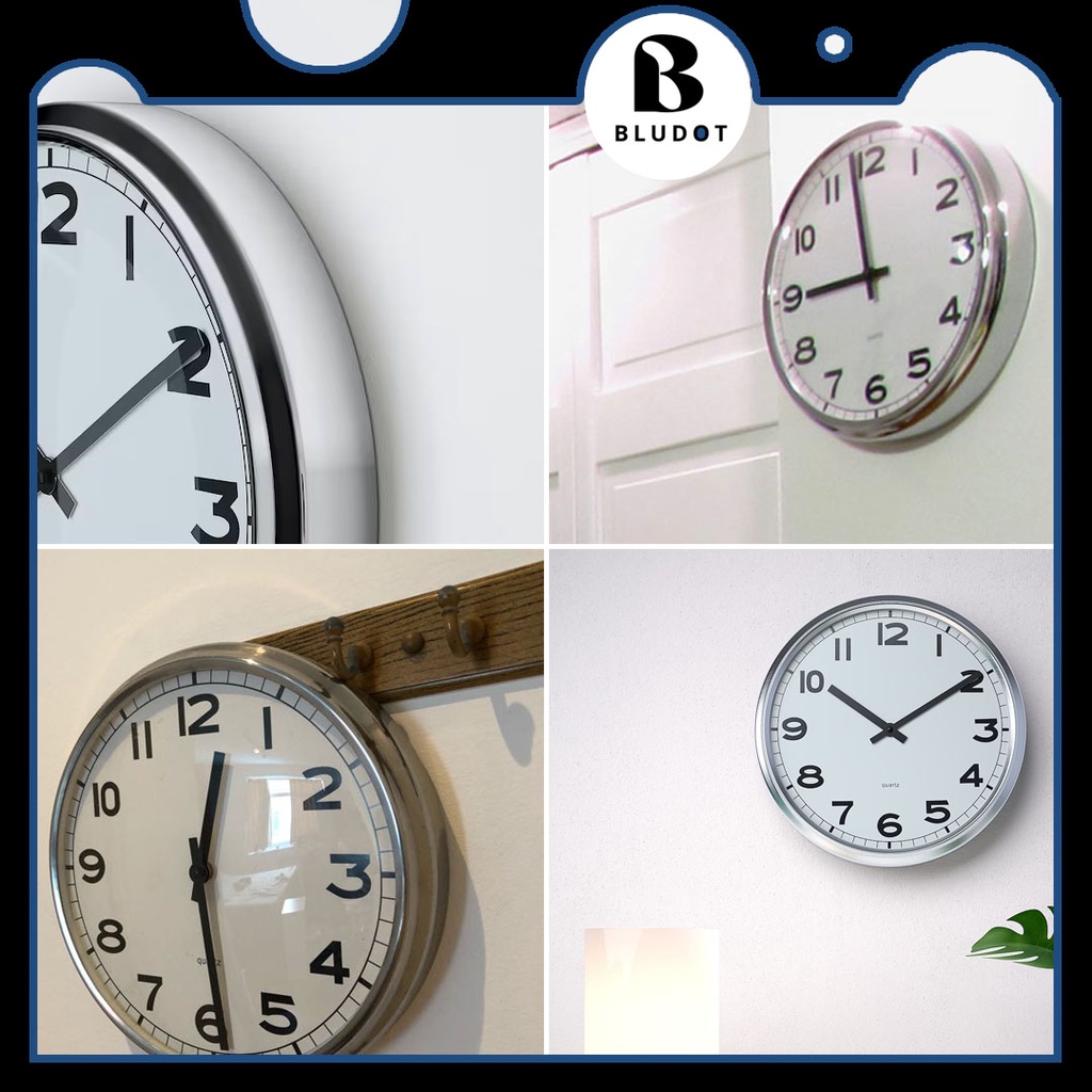IKEA WALL CLOCK PUGG WALL CLOCKS STAINLESS STEEL CLOCK 32CM JAM DINDING