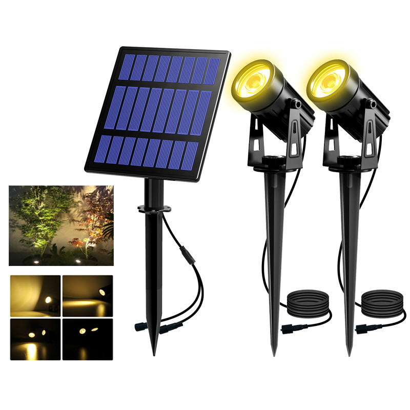 Solar Powered Spotlight Warm White Lights Solar Panel Outdoor Lighting