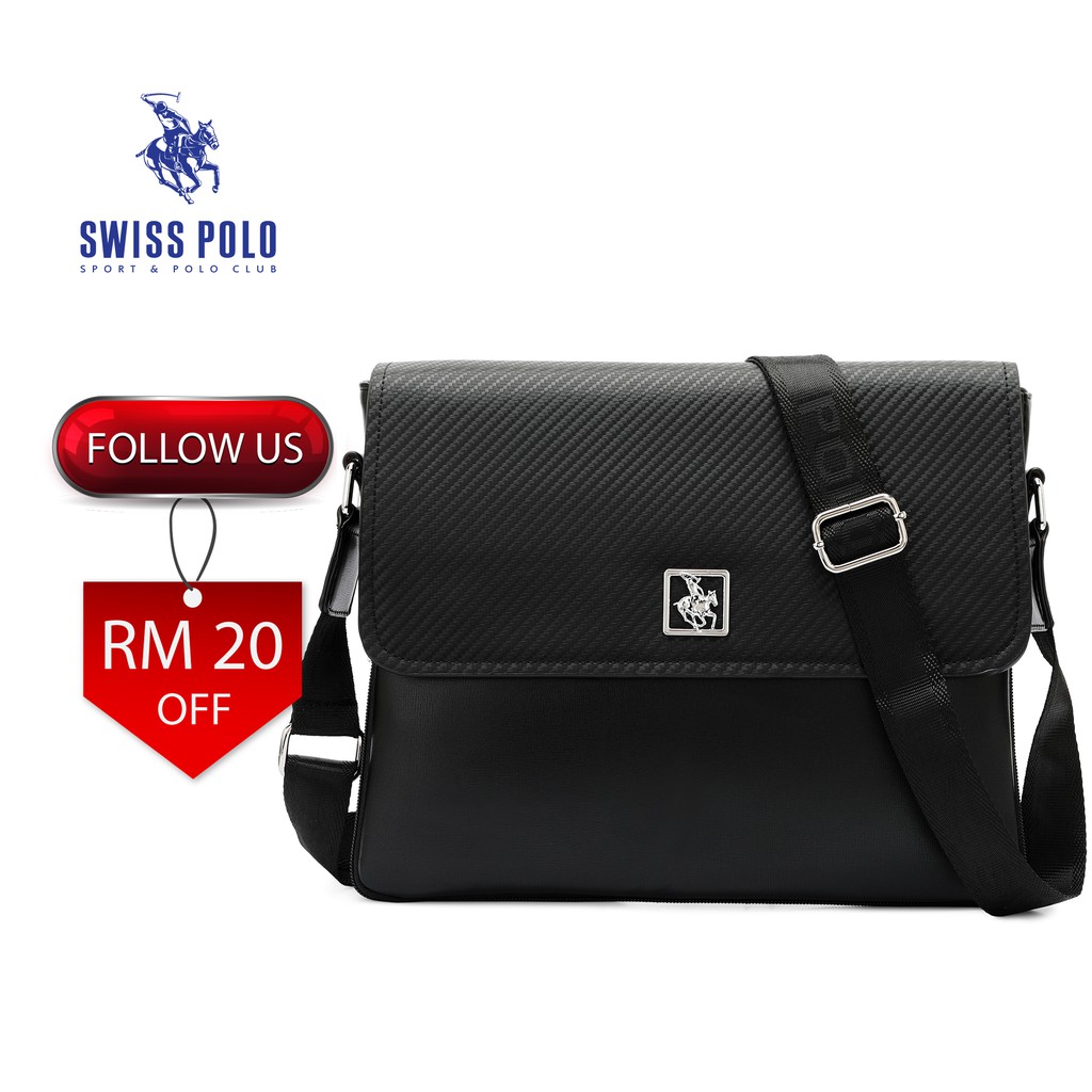 SWISS POLO SLING BAG SWQ 96632 BLACK Shopee Malaysia