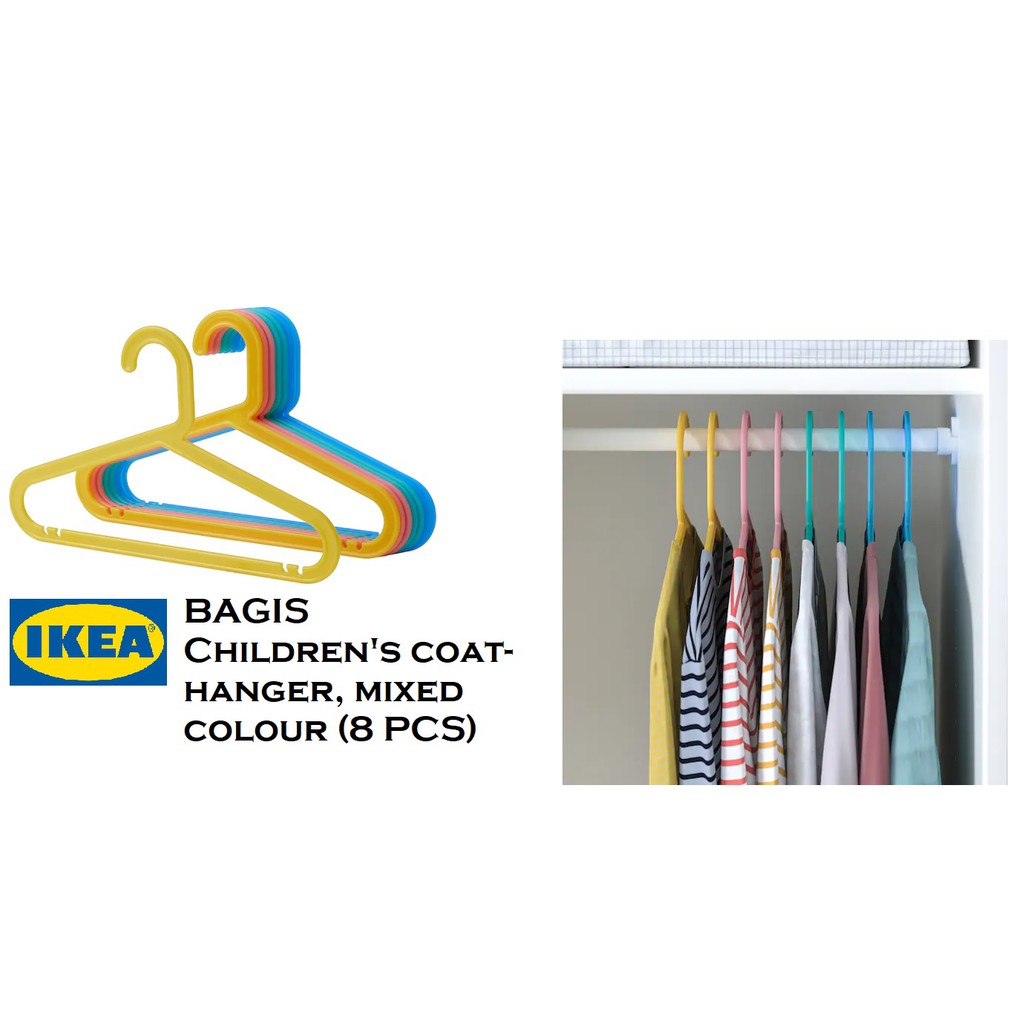 IKEA BAGIS KIDS HANGER / PENYANGKUT BAJU BUDAK MULTICOLOR (8 PCS