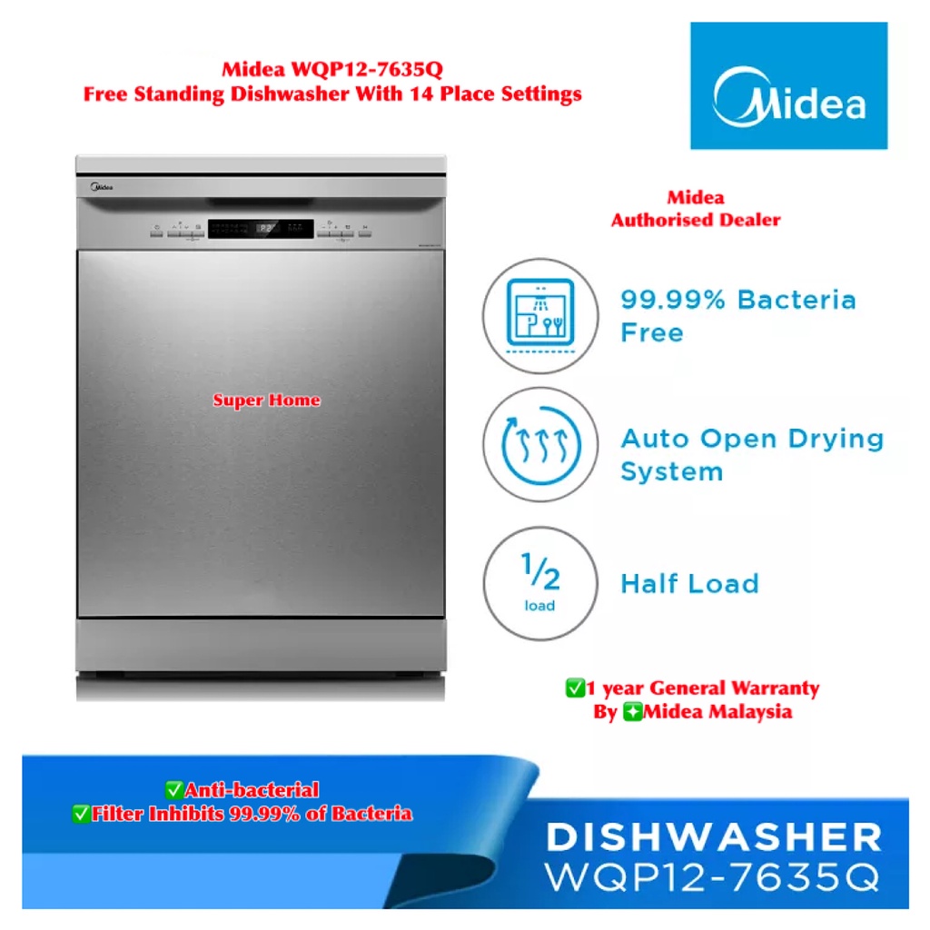 Midea Freestanding Dishwasher WQP127635Q With 14 Place Settings (S