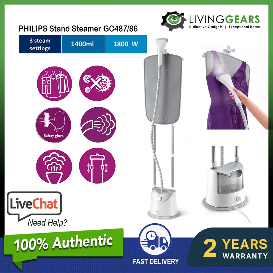 [NEW] Philips GC487 Stand Steamer Easy Touch Garment Steamer (GC487/86