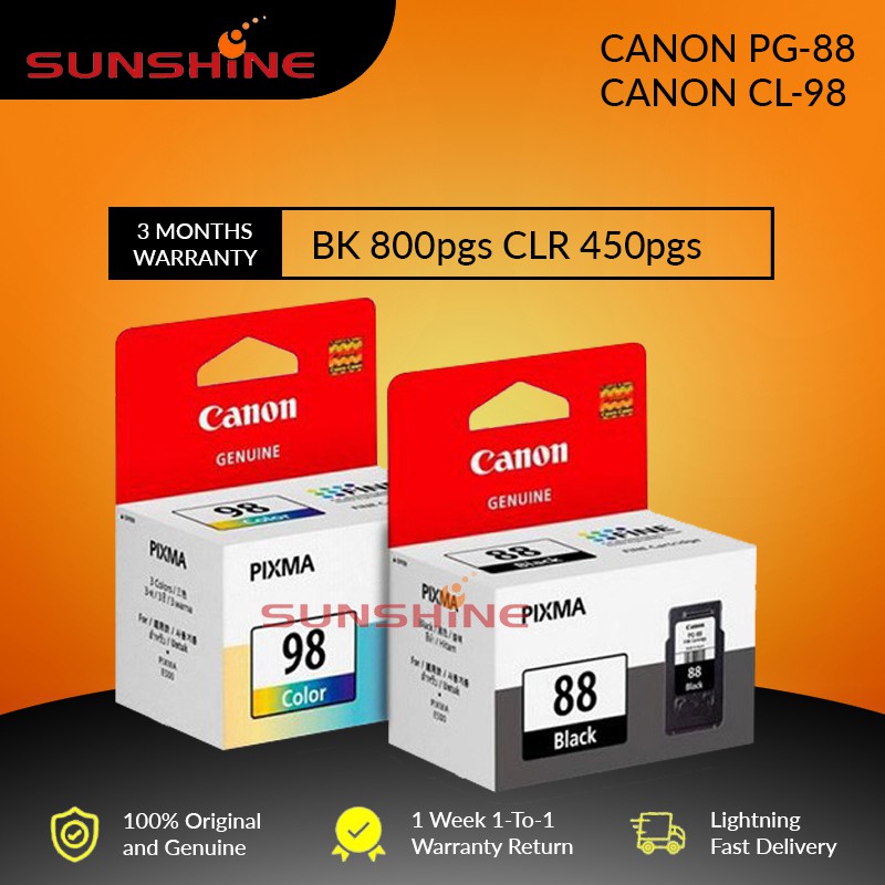 Canon PG 88 CL 98 Black and Color Ink Cartridge E510/E610/E500/E600