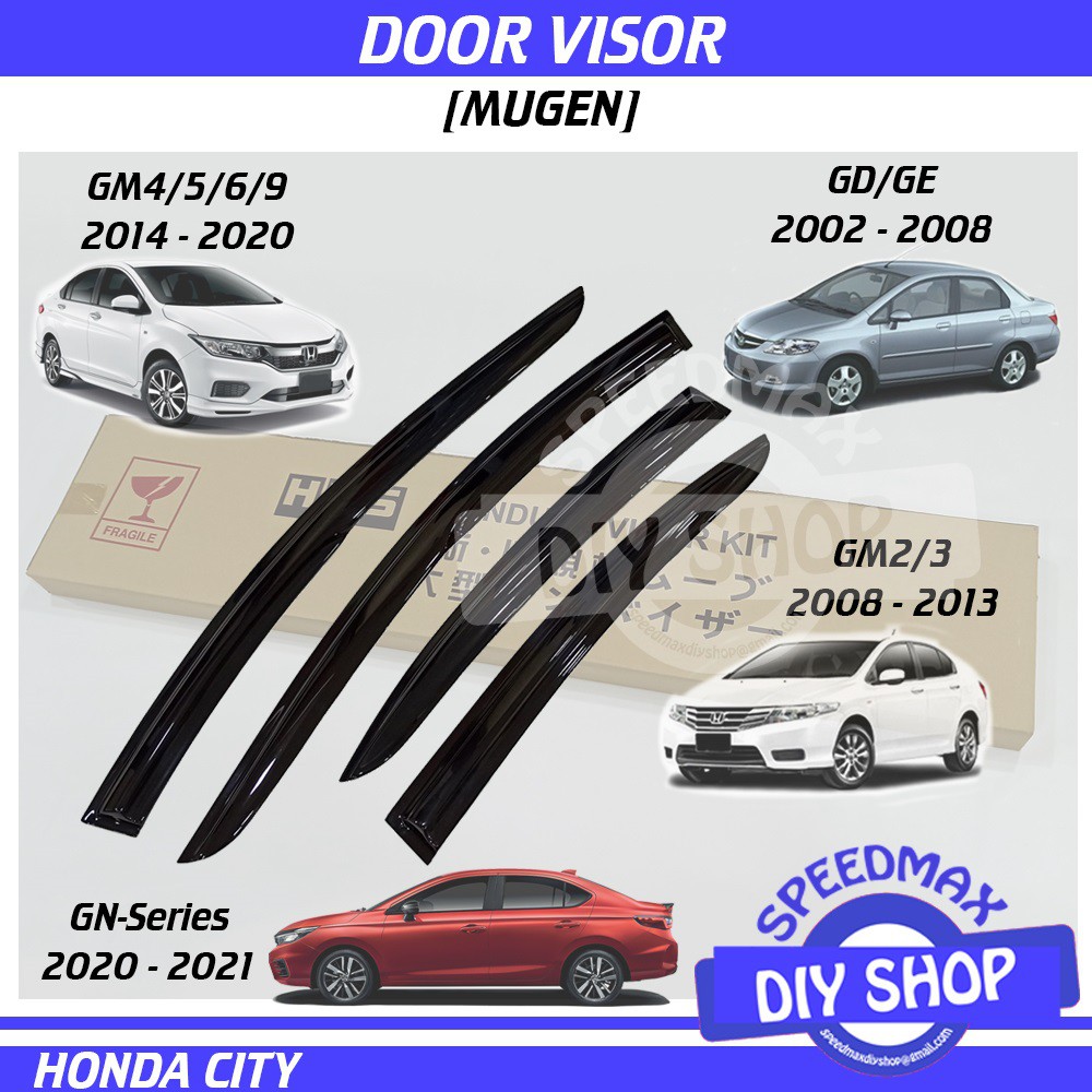 Honda City Door Visor Mugen GD GE 2003 2007 GM 2008 2009 2010 2011 2012