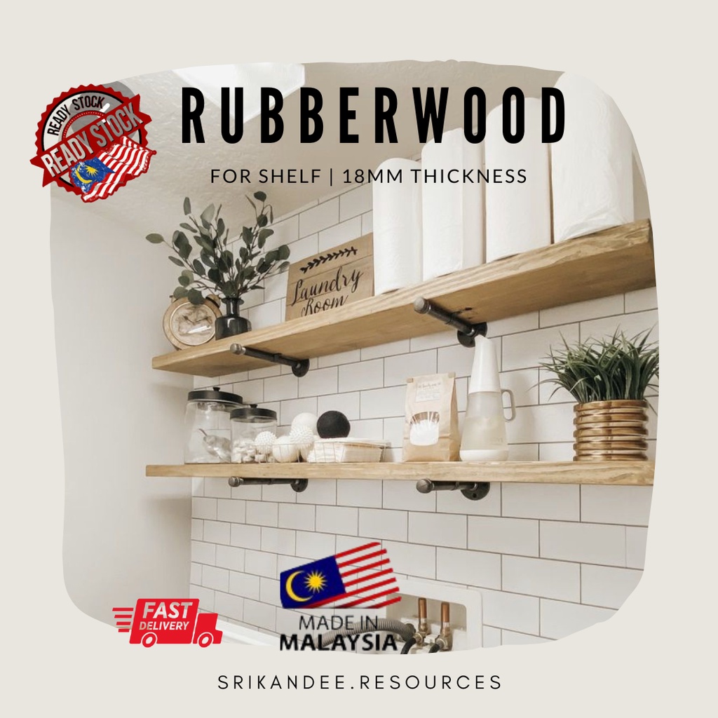 Kayu Rubberwood / Shelves / Rack for Industrial Pipe Bracket / Rak