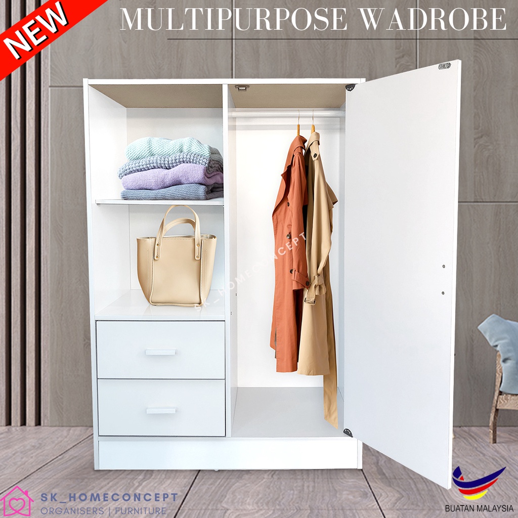 ALMARI BAJU MODERN WARDROBE MULTIPURPOSE WARDROBE WARDROBE WITH DRAWER ALMARI PAKAIAN