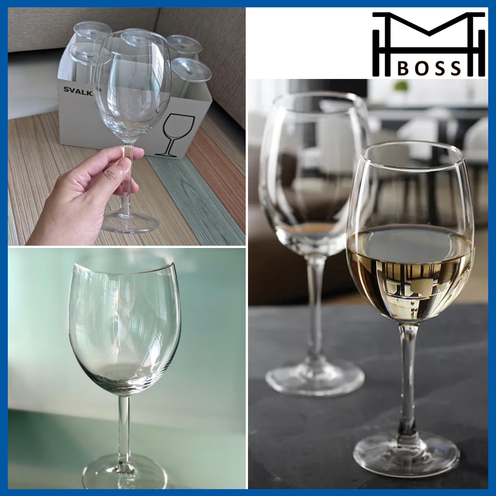 [6 PIECES] IKEA WINE GLASS SVALKA WINE GLASS 44CL CLEAR GLASS GELAS