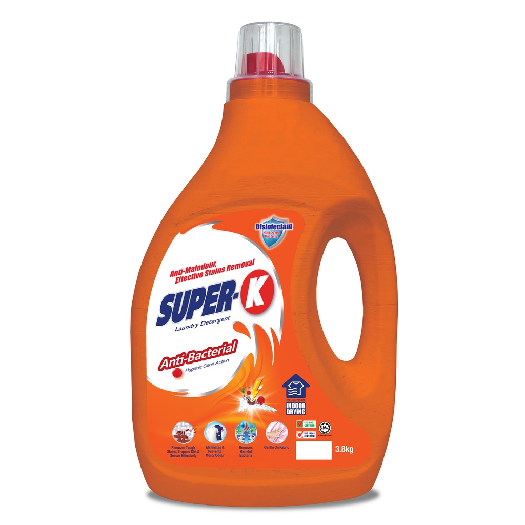 SuperK Laundry Liquid Detergent 3.8kg AntiBacterial Shopee Malaysia
