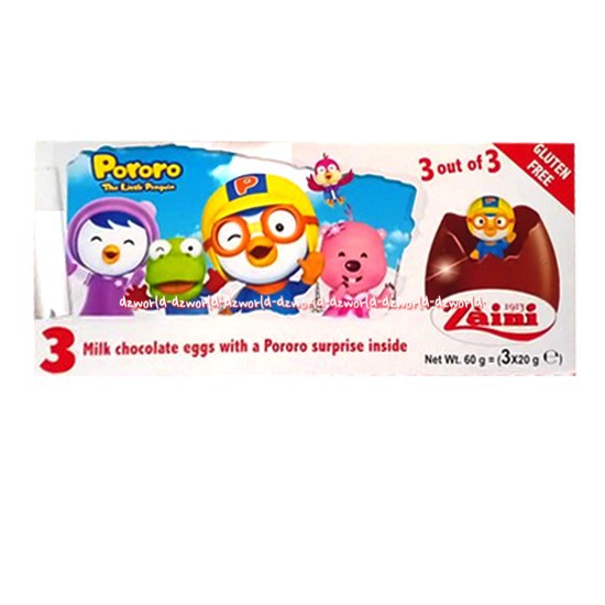 Zaini Pororo Piguin Chocolate Egg Chocolate Contents 3Pcs Contents Of Pororro Zainni Kids Toys | Shopee Malaysia