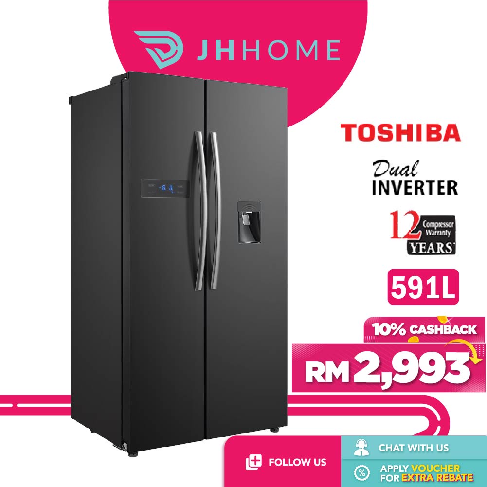 【Free Shipping】Toshiba 591L Side By Side Inverter Refrigerator GR