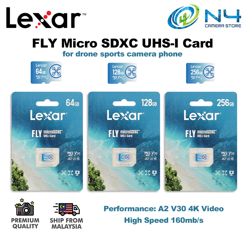 Lexar FLY Memory Card 256GB 128GB 64GB A2 Micro SD Card Read 160mb