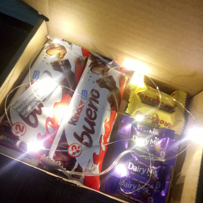 Chocolate Gift Surprise Box Birthday Fairy Light Set Kotak Coklat
