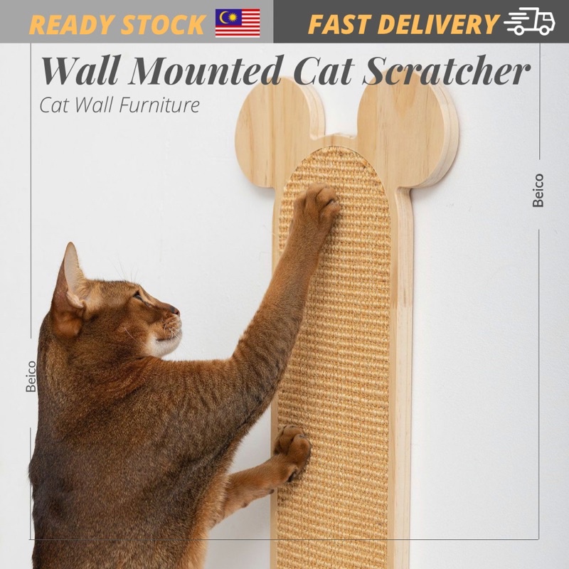 Wall Mounted Cat Scratching Post Wall Mount Wooden Sisal Cat Scratcher