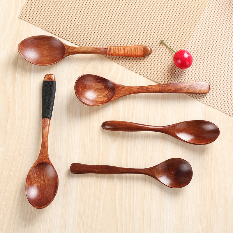Wooden spoon vintage tie line rice spoon Korean style rice spoon wooden