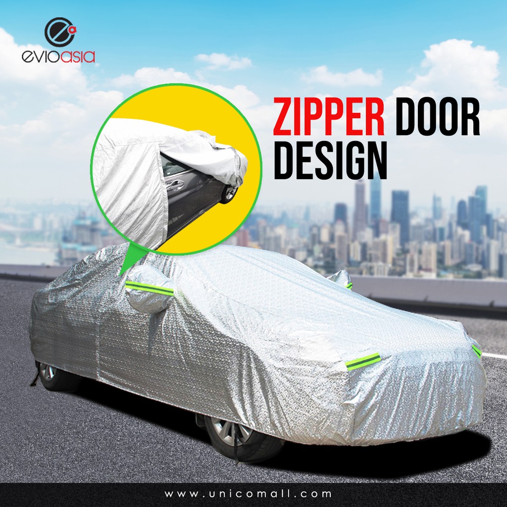 Full Reflective Car Cover With Side Door Zipper Design All Sizes UV