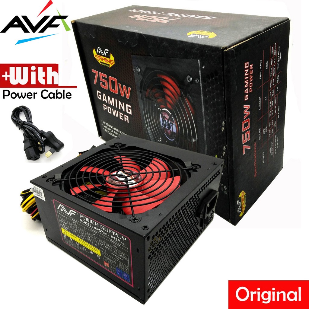 Official AVF Gaming Power 750W Power Supply with PCIE 6pin & 8Pin