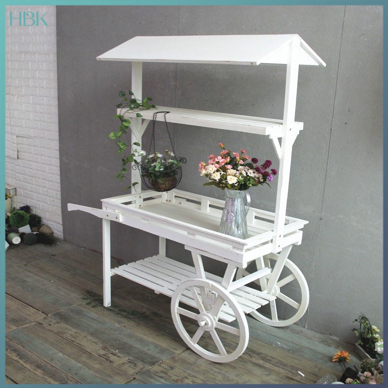 AmericanStyle Large Idyllic and Retro Garden Gardening Succulent Flower Stand Trolley Flower