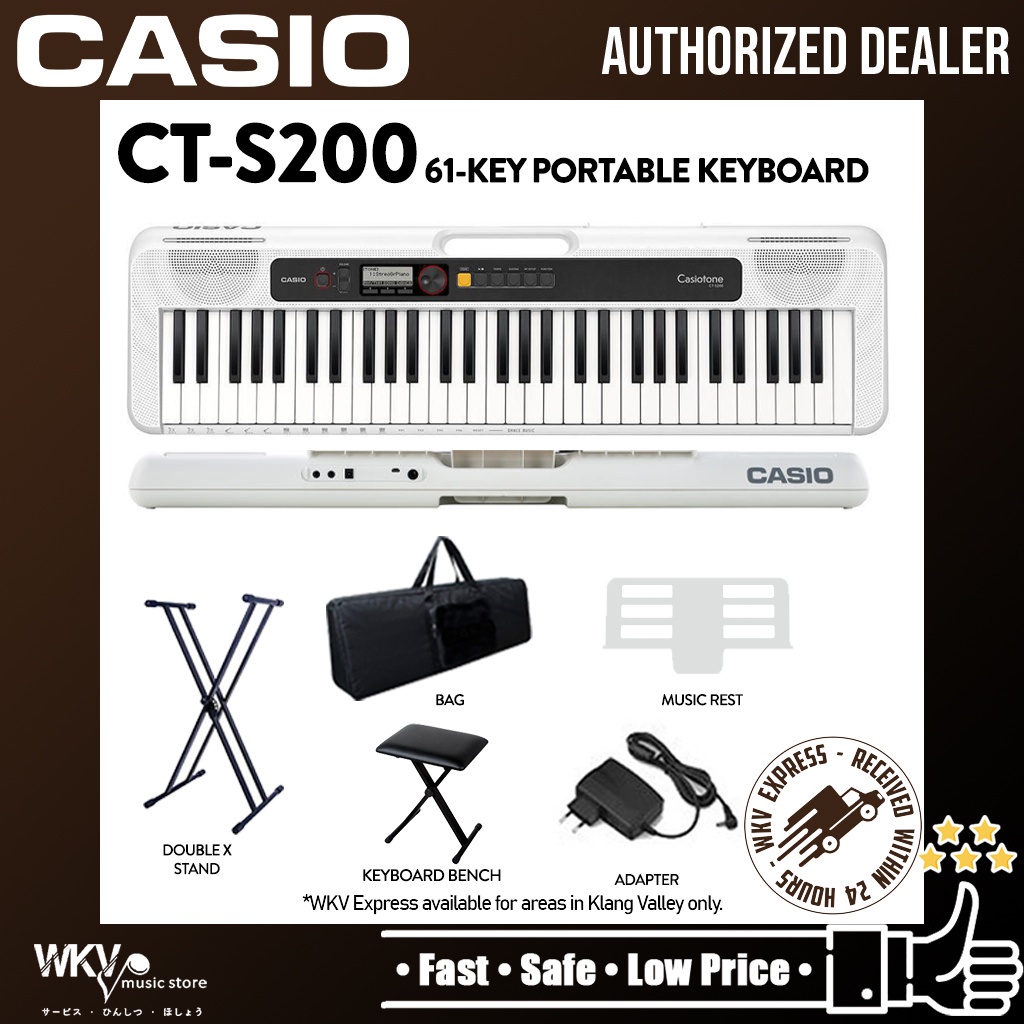 Casio CTS200 61Keys Casiotone Keyboard with Keyboard Bag, Stand and
