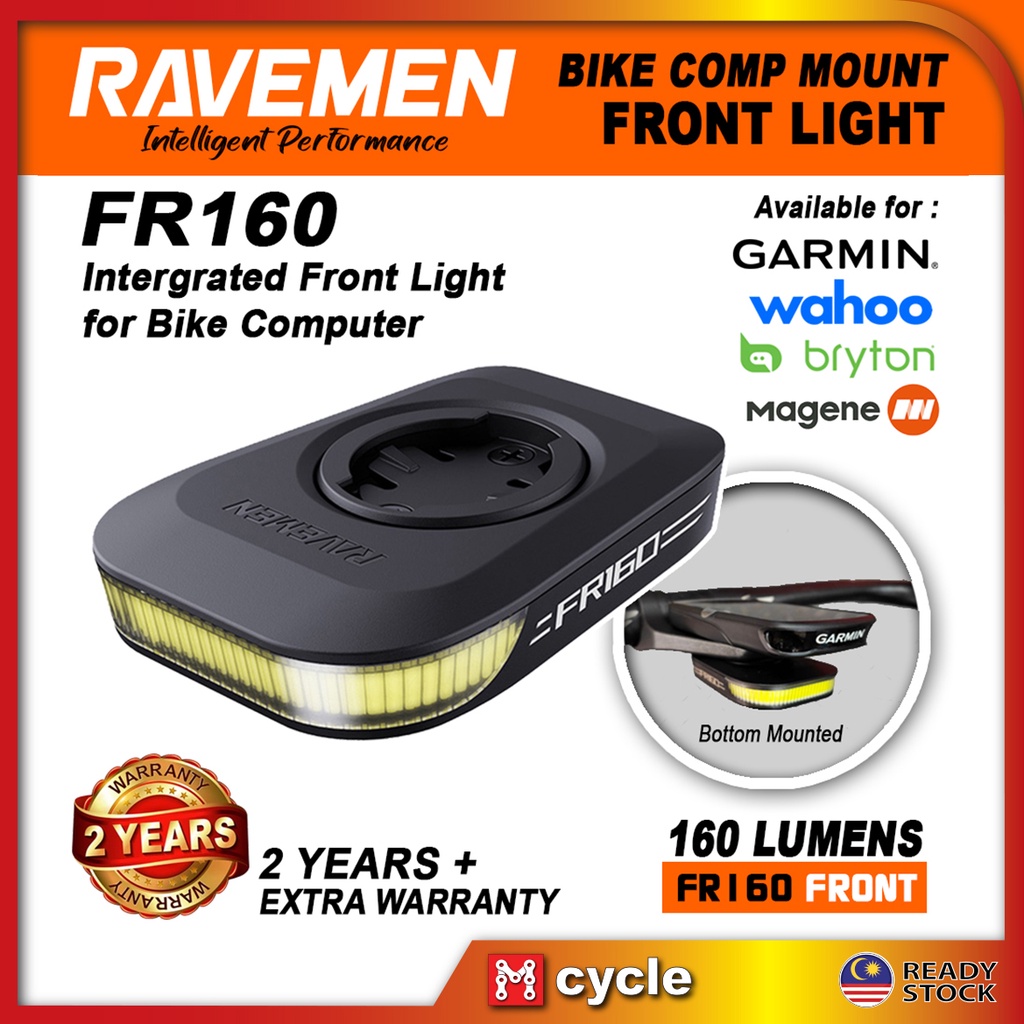 RAVEMEN FR160 Bicycle Front Light for Garmin Wahoo Bryton Magene Meter