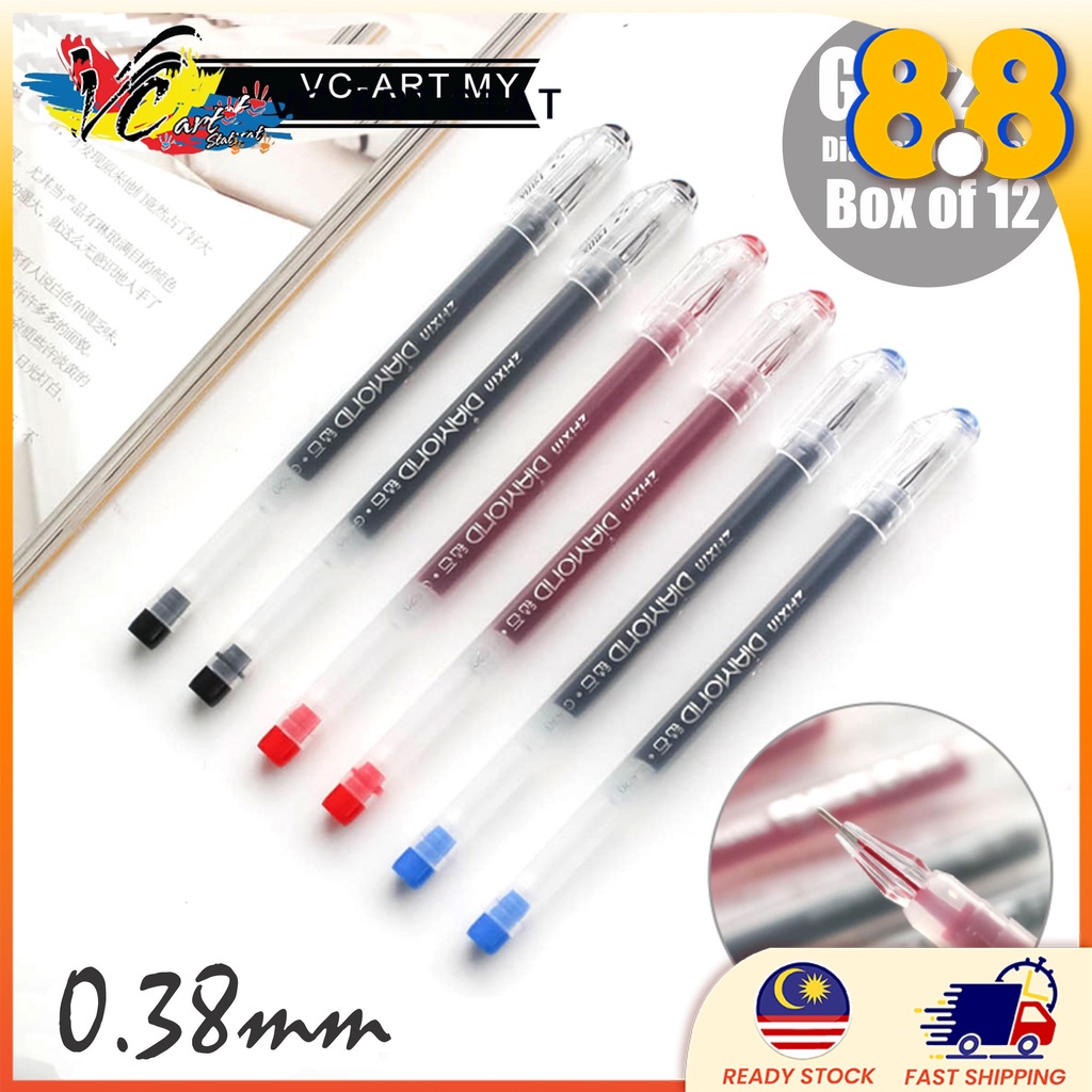 **Box of 12** Lovein Diamond Gel Ink Pen 0.38mm Zhixin Test Good Exam