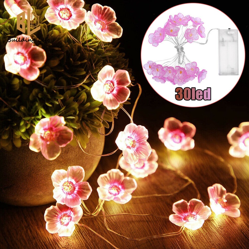 30 LED Fairy String Light Cherry Blossom Battery Operated Flower Lights