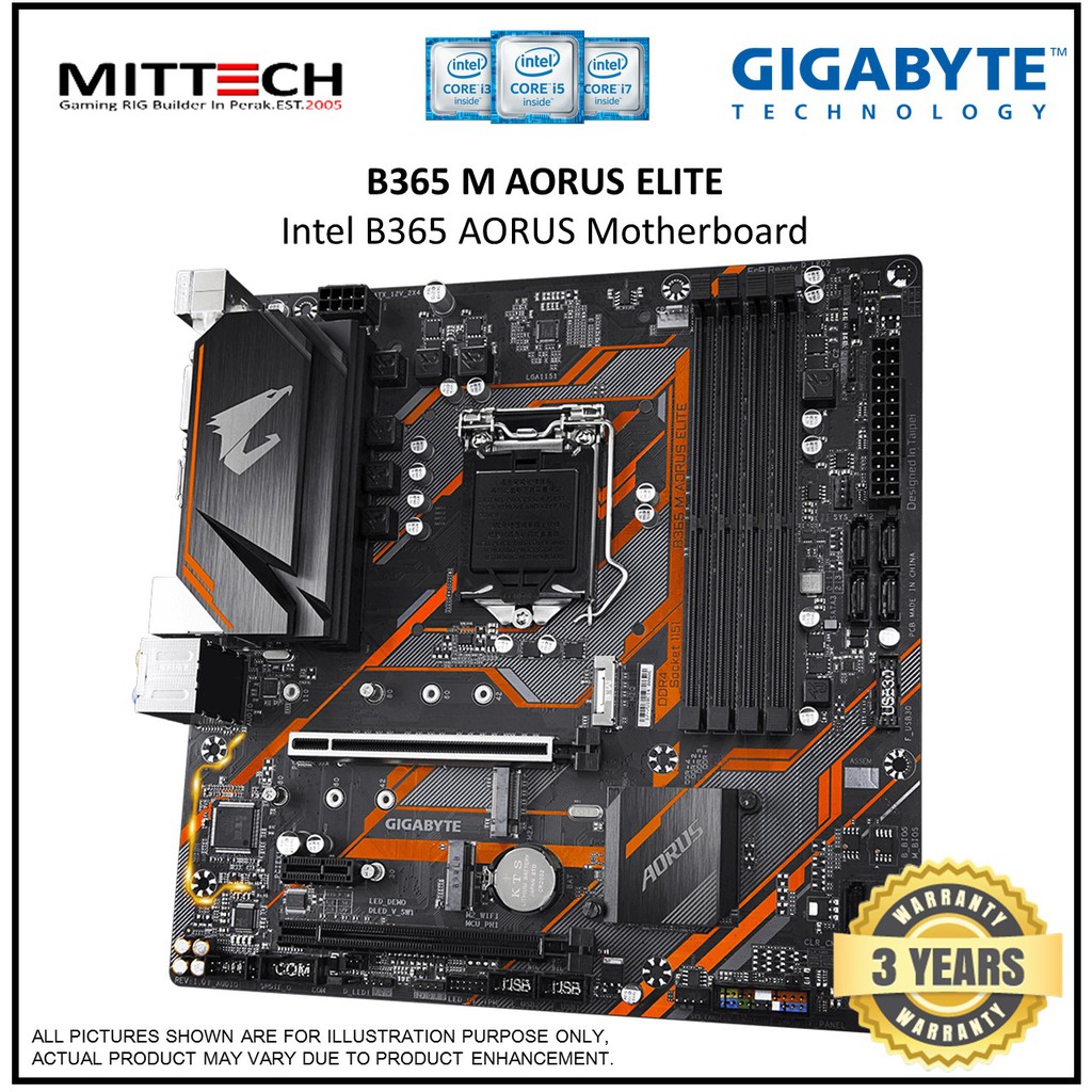 GIGABYTE B365 M AORUS ELITE Intel B365 AORUS motherboard Shopee Malaysia