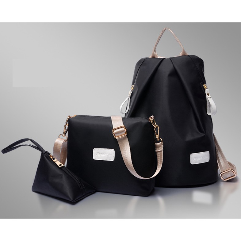 3 in 1 Beg Casual School Bag + Sling + Pouch Anti Theft