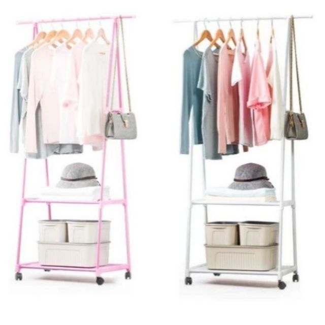NCL Korean Open Clothes Wadrobe and Storage Rack with Wheel Shopee
