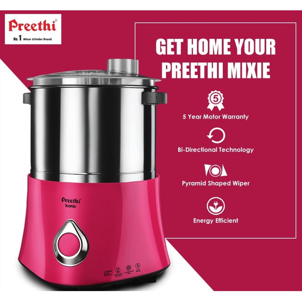 Preethi Iconic 2L Wet GrinderBi Directional Grinding Technology(2