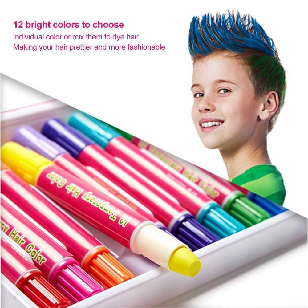 12 Hair Chalk Set Blendable Temporary Hair Chalks (multiclolor