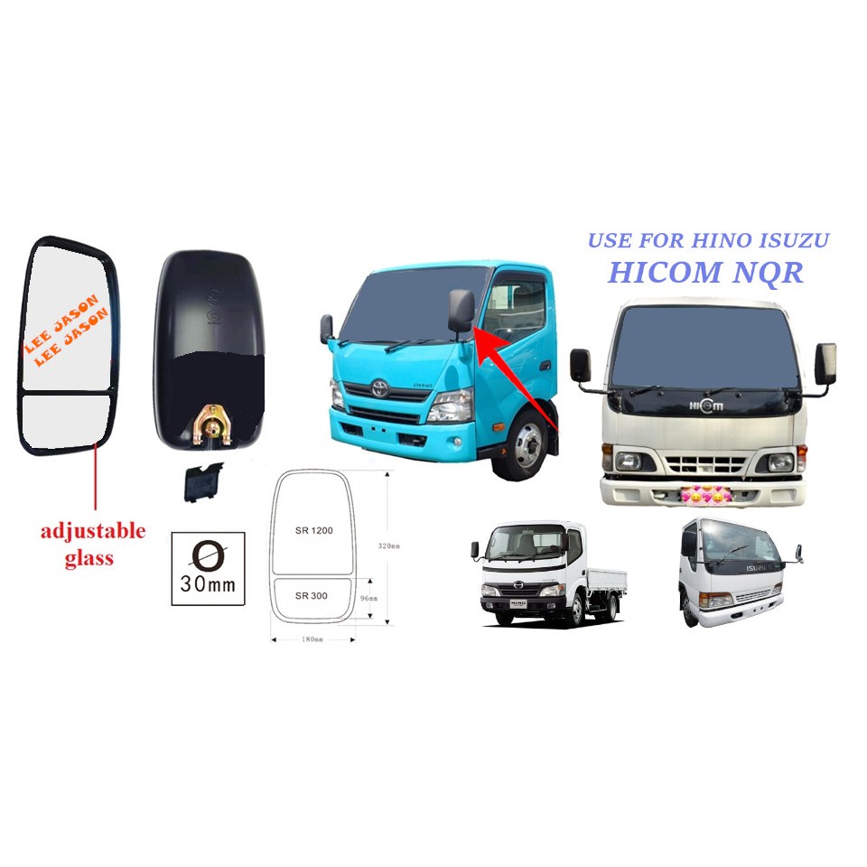 SIDE MIRROR FOR LORRY ISUZU HINO DUAL MIRROR 696A Shopee Malaysia