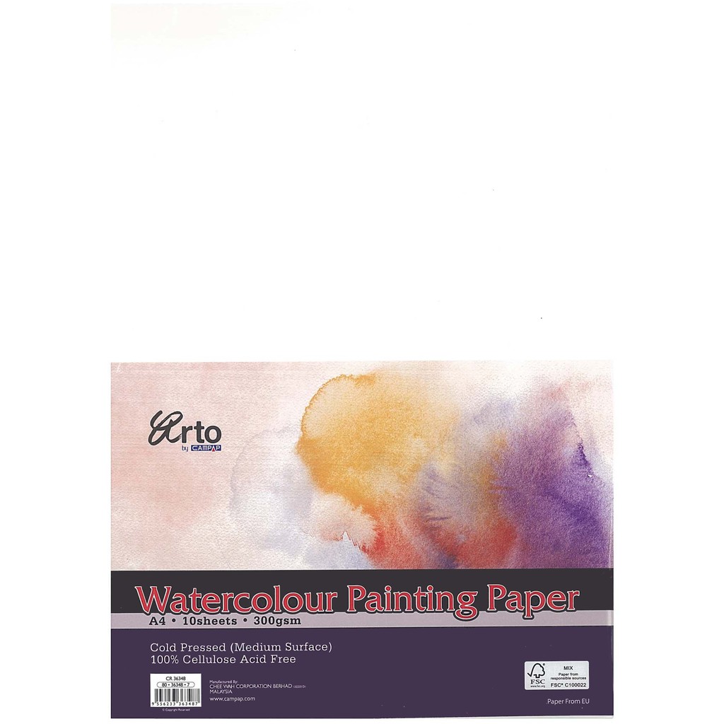[READY STOCK]CAMPAP ARTO WATERCOLOUR PAINTING PAPER A4 300GSM 10'S (CR36348)(100 CELLULOSE