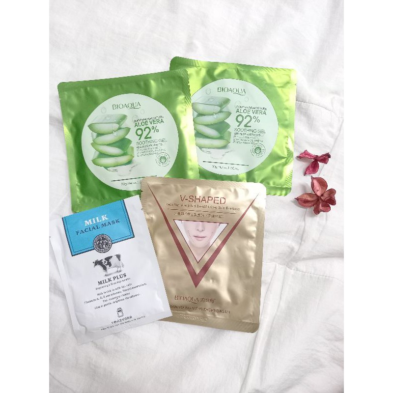 Facial Masks (Aloe Vera, Milk, Vshaped mask) Shopee Malaysia