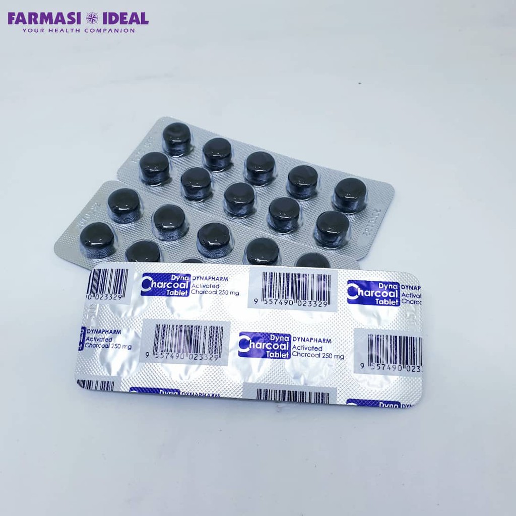 Activated Charcoal 250mg, 10's Pil Cirit Birit / Angin / Keracunan