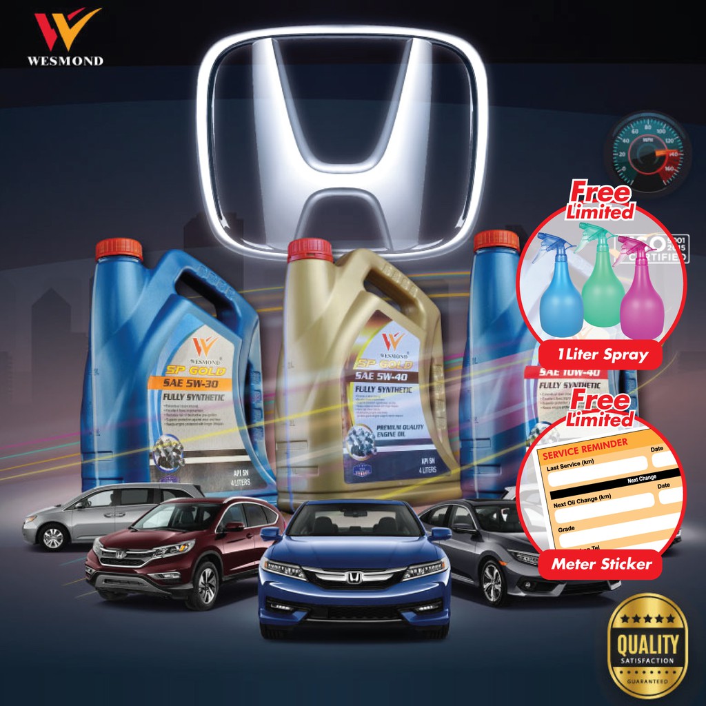 Honda Engine Oil Minyak Enjin Kereta 4L "Promo free gift" Fully / Semi