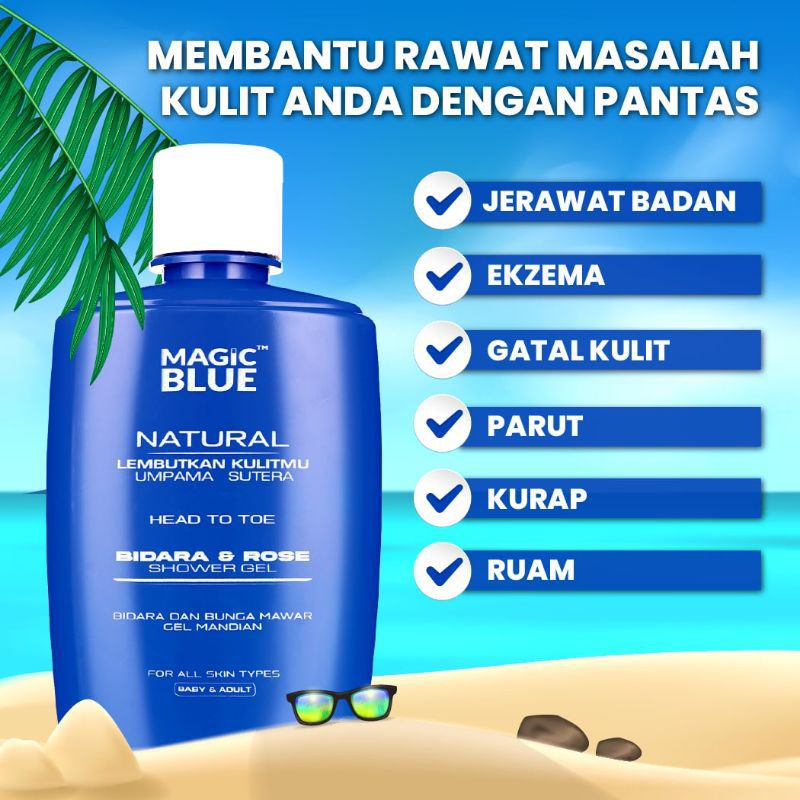 Magic Blue Natural Shower Gel Bidara & Rose (265ml) Shopee Malaysia