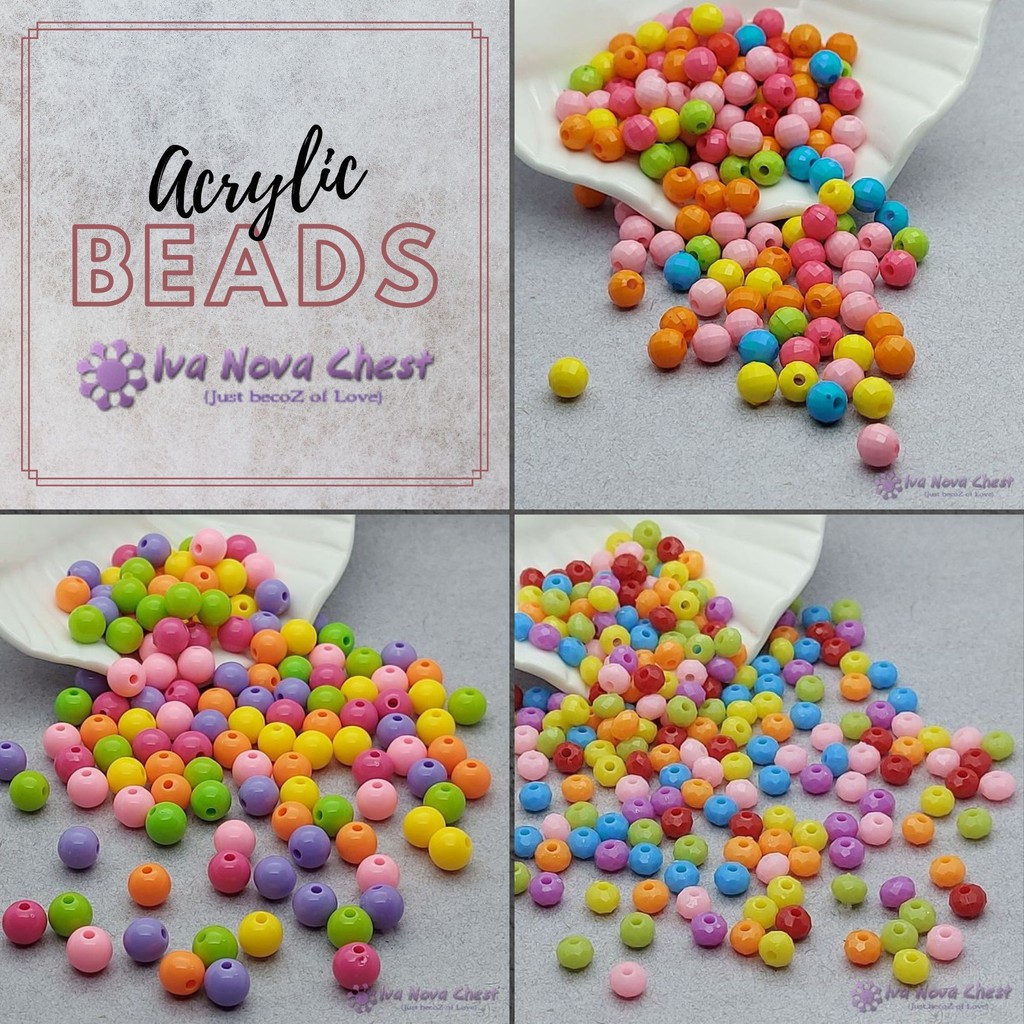 Acrylic Beads Colourful Round DIY Choose Your Colour Shopee Malaysia