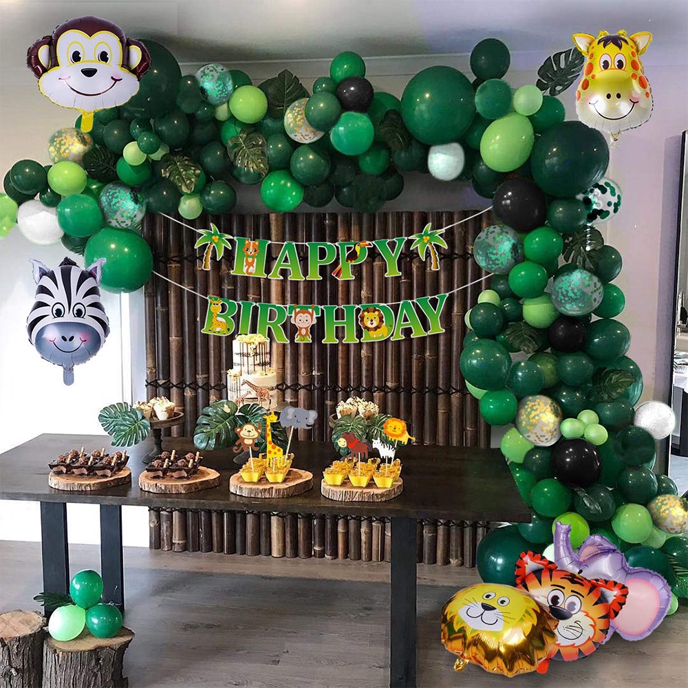 Jungle Animals Theme Balloons Garland Arch Kit DIY Birthday Baby Shower Party Decoration