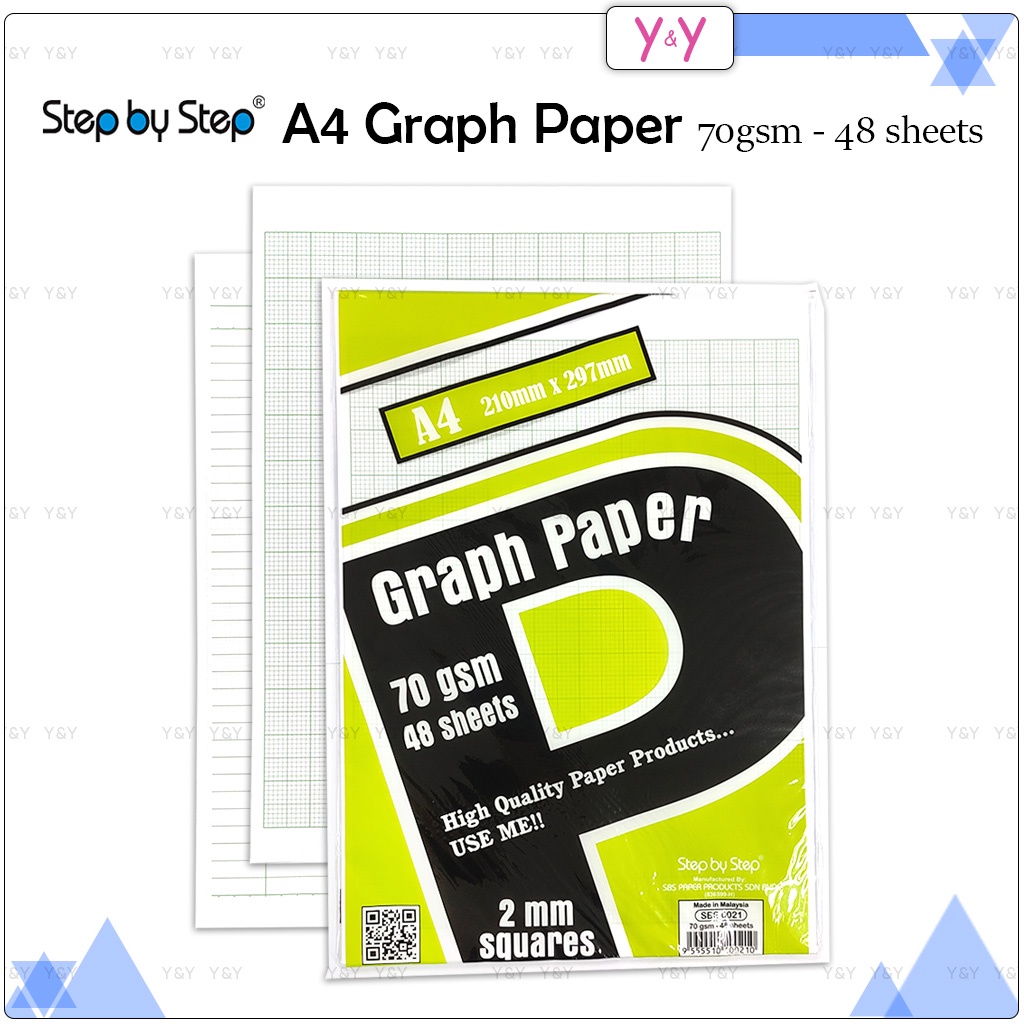 Step by Step A4 70gsm Graph Paper 48 Sheets / SBS Graph Paper 2mm